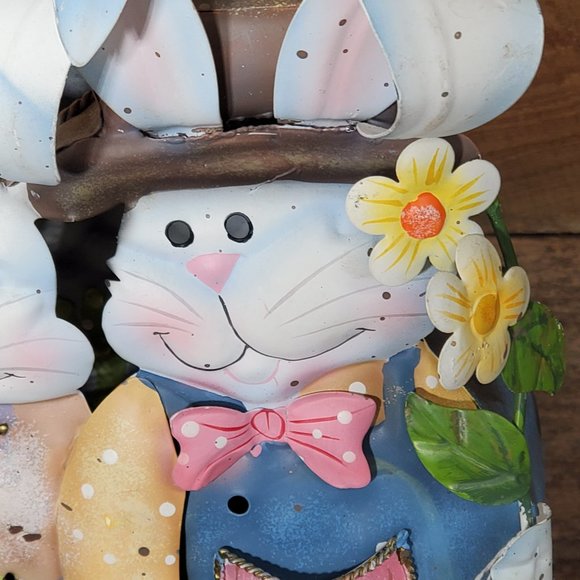 Home Interiors Bunny Couple Tin Lantern-Easter-FarmerBunny-Spring Bunny - Picture 3 of 11